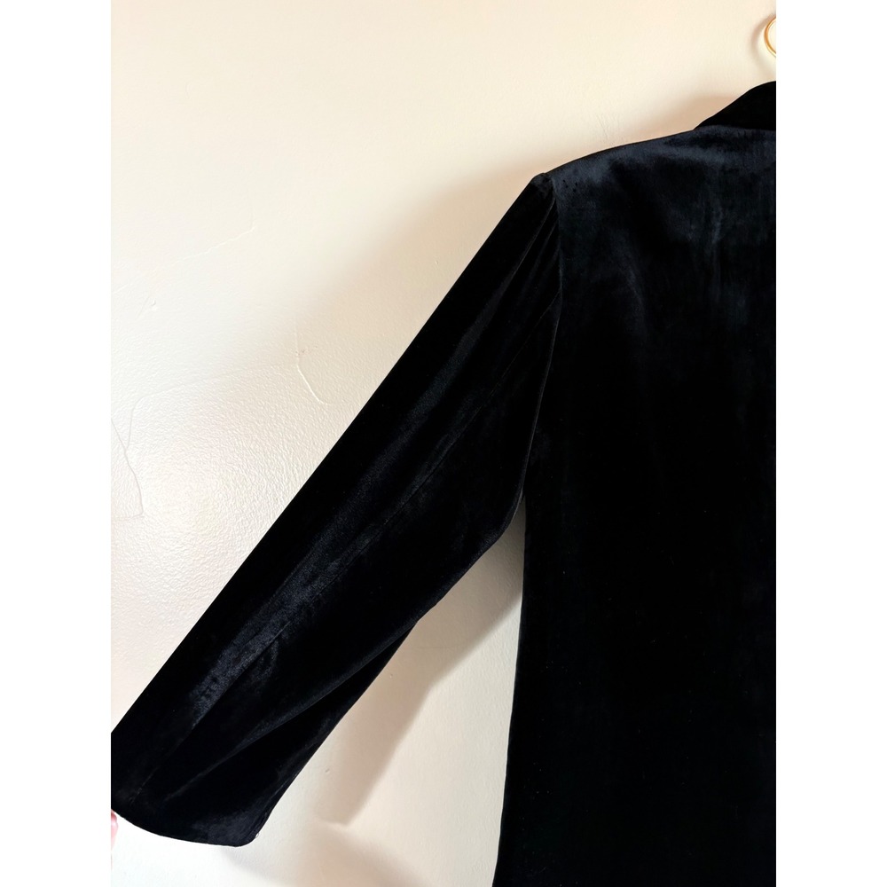 Garnet Hill Womens Black Rayon Silk Velvet Open Front Shawl Casual Blazer Size 6 - Picture 9 of 11